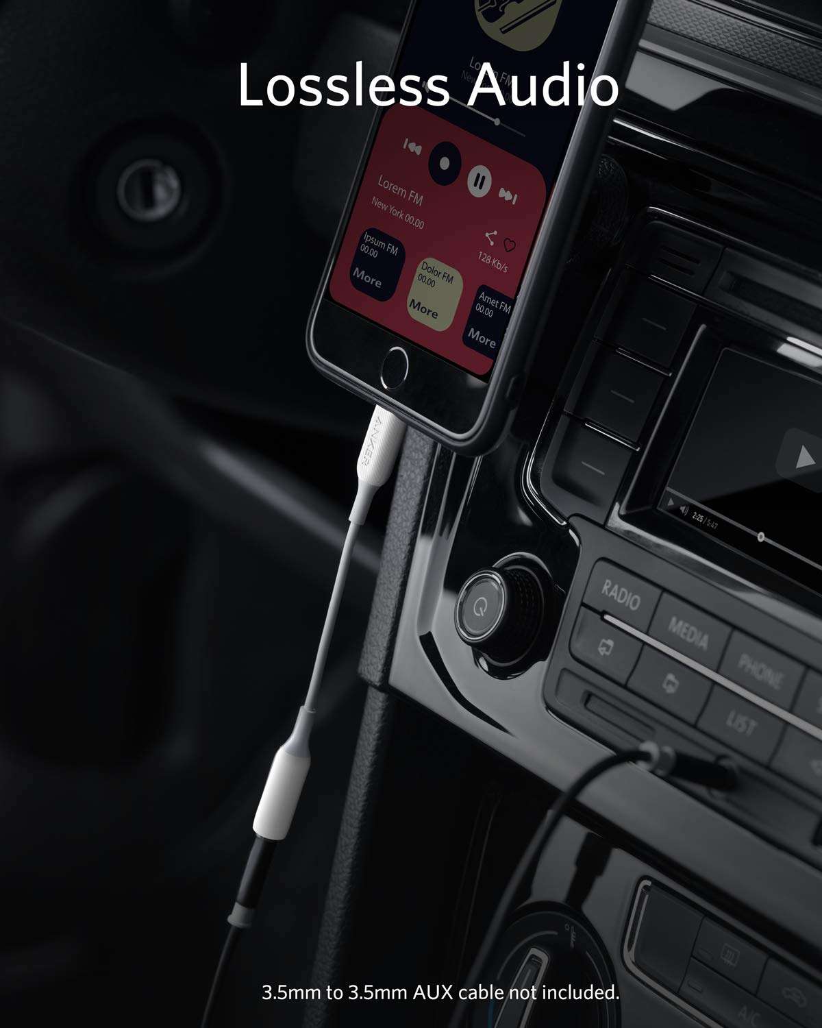 Anker 3.5mm Audio Adapter with Lightning Connector, MFi Certified Lightning to Female 3.5mm Dongle, Supports Volume Control and Mic for Headphones, Earphones, Earbuds, and More. 2