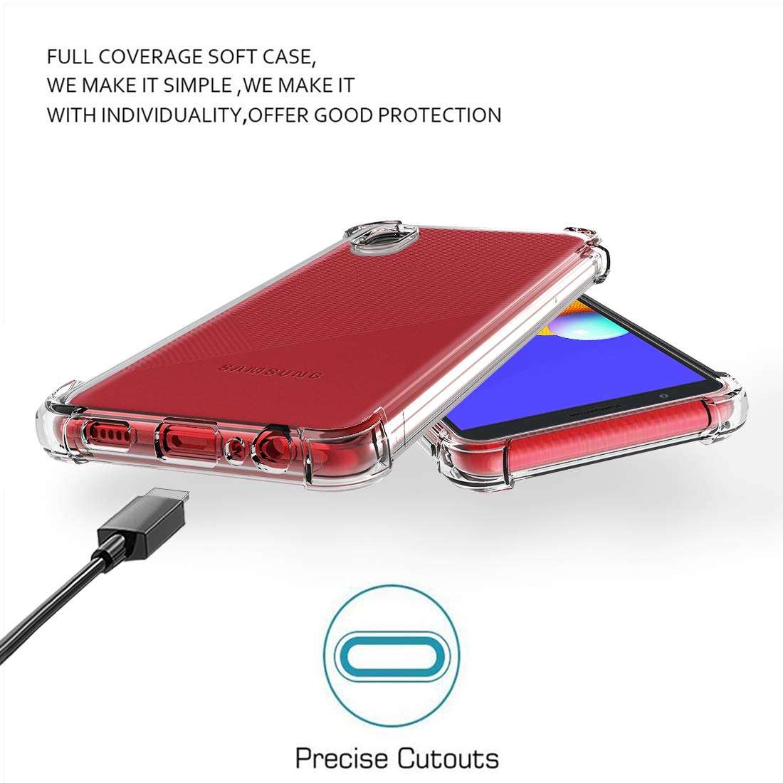 Osophter for Galaxy A01 Core Case,Galaxy M01 Core Clear Transparent Reinforced Corners TPU Shock-Absorption Flexible Cell Phone Cover for Samsung Galaxy A01 Core(Clear) 6