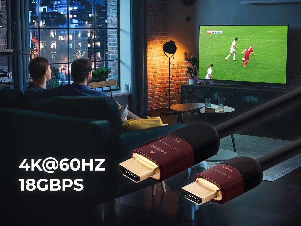 Monoprice 4K High Speed HDMI Cable - 4K@60Hz, 18Gbps, HDR, CL2 In-Wall Rated, Active, 30ft, Black 5