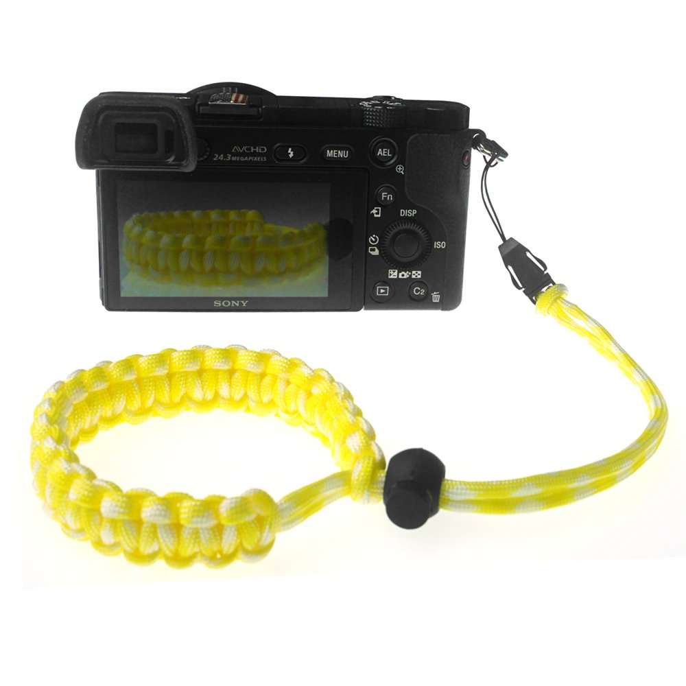 FoRapid 550 Paracord Adjustable Wrist Strap for DSLR, Compact Cameras (YLW/WHT) 1