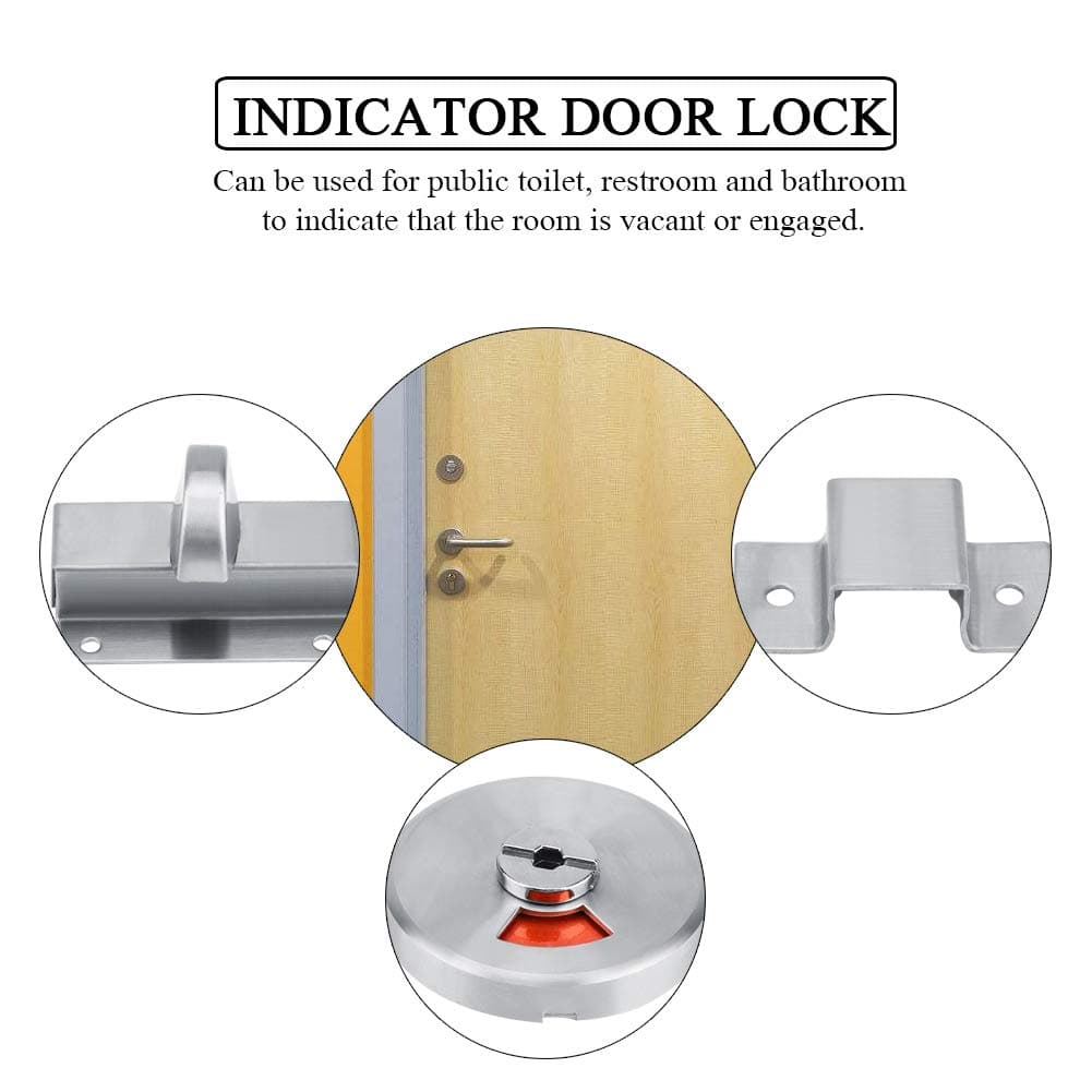 Door Lock Indicator, Indicating Privacy Security Latch Handle Vacant Engaged Door Indicator Bolt with Screws Fittings for Public Restroom Bathroom Toilet Office 4