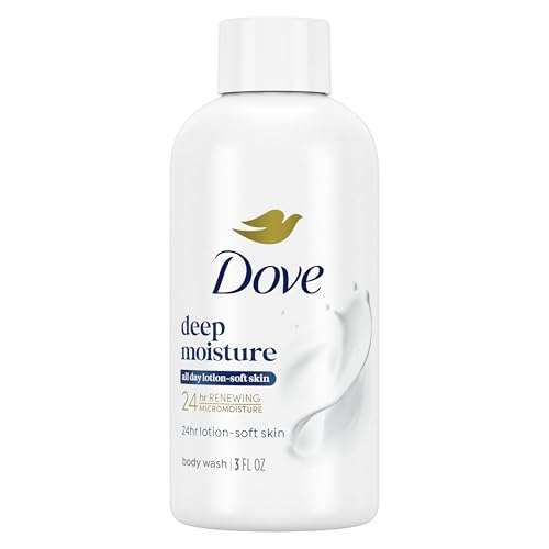 Dove Body Wash Deep Moisture for 24hr Lotion-Soft Skin Moisturizing Skin Cleanser with No Sulfates No Parabens 3 oz 1