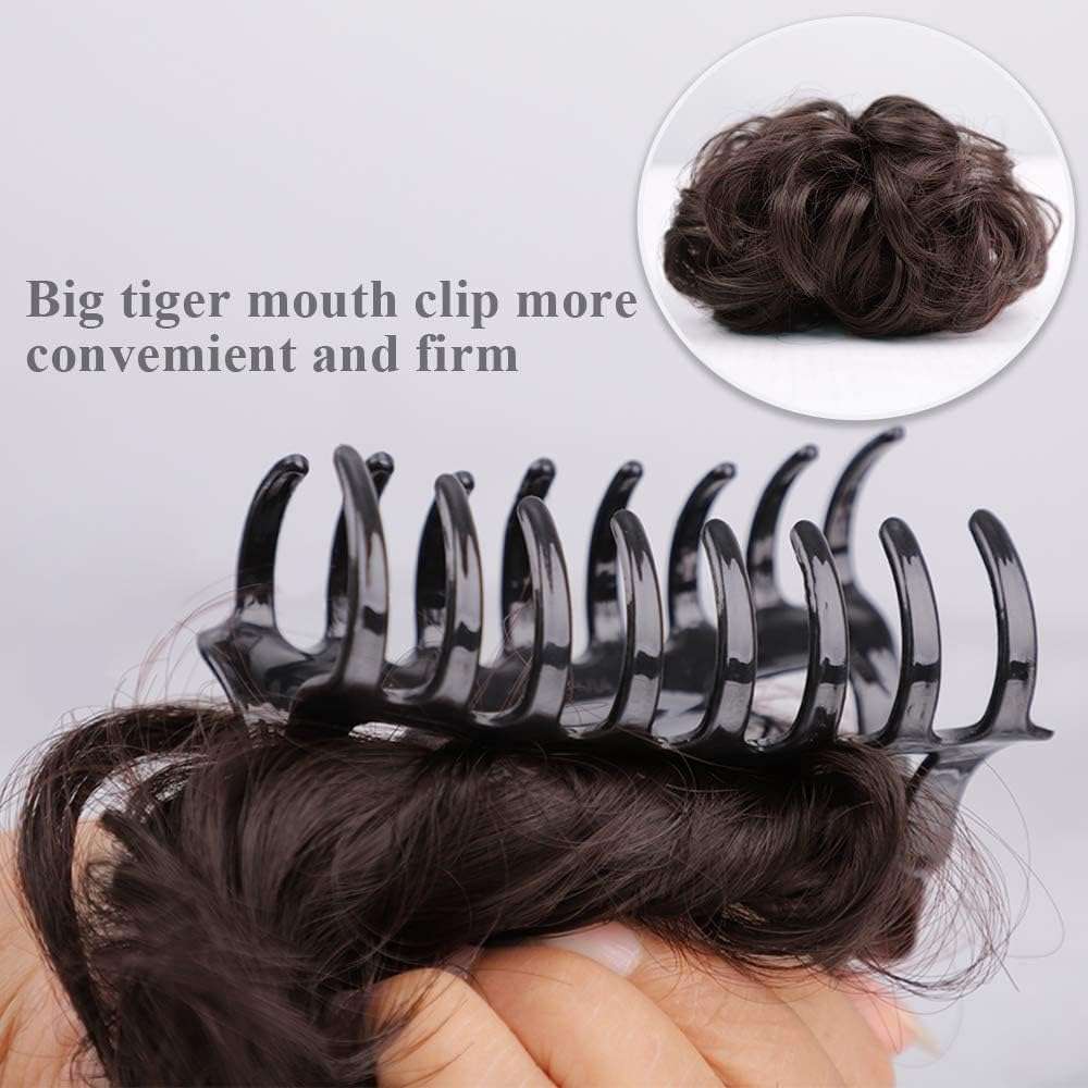DELORUS Hair Bun Clutcher Brown For Women and Girls || Artificial Bun Juda with Clutcher || Hairstyling Tool and Accessory with 1 Plastic Hair Claw Clips 3
