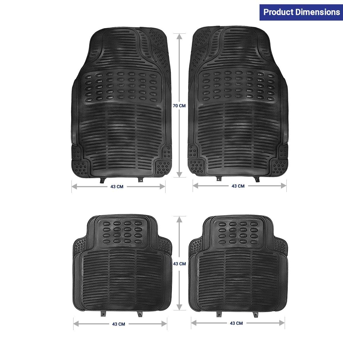 Kingsway Car Floor PVC Foot Mats Universal Use for Honda City, Model Year : 2003 - 2008, Color : Black, Set of 4 Pieces 5