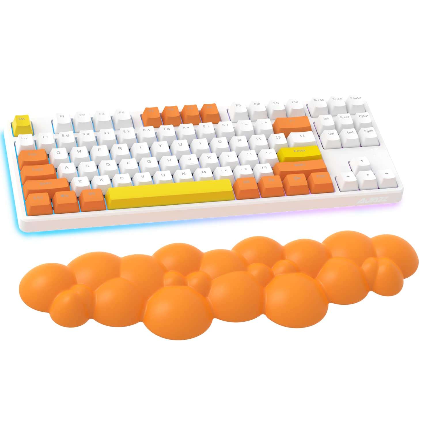 Gaming Keyboard Cloud Wrist Rest Pad,Memory Foam Keyboard Palm Rest,Ergonomic Hand Rest,Soft Leather Wrist Rest for Computer Keyboard,Laptop,Mac,Lightweight for Easy Typing Pain Relief (Orange) 1