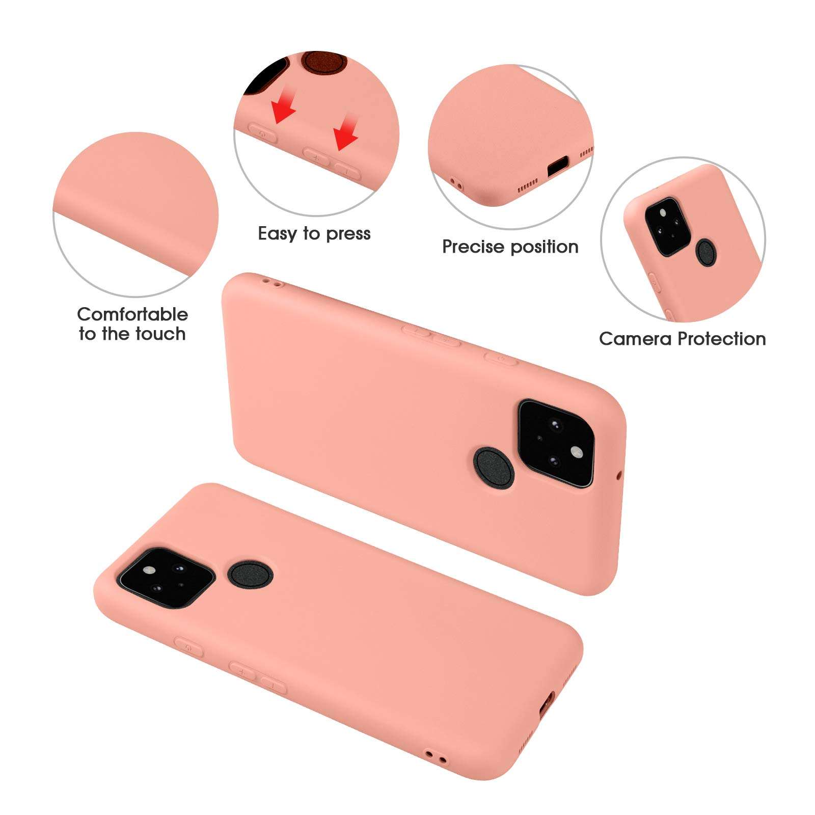 ABITKU Compatible with Google Pixel 4A 5G Case,Slim Silicone Gel Rubber Case Cover (with Microfiber Lining) Full Body Shockproof Design for Google Pixel 4A 5G 6.2 INCH (Pink) 4
