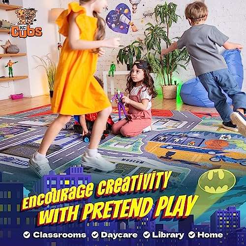 KC Cubs | Batman Gotham City™ Road Map Educational Learning & Game Area Rug Carpet for Kids and Children Bedrooms and Playroom 5