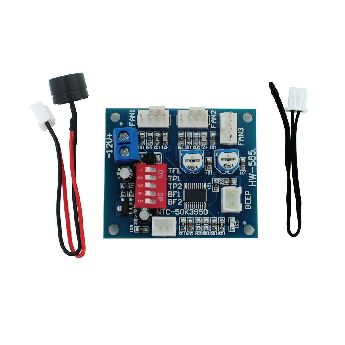 DEVMO DC 12V 5A PWM 4 Wires PC CPU Fan Thermostat Automatic Temperature Control Speed Controller Board Speed Controller Temperature Probe Buzzer Compatible with Ar-duino Heat Sink HW-585 1