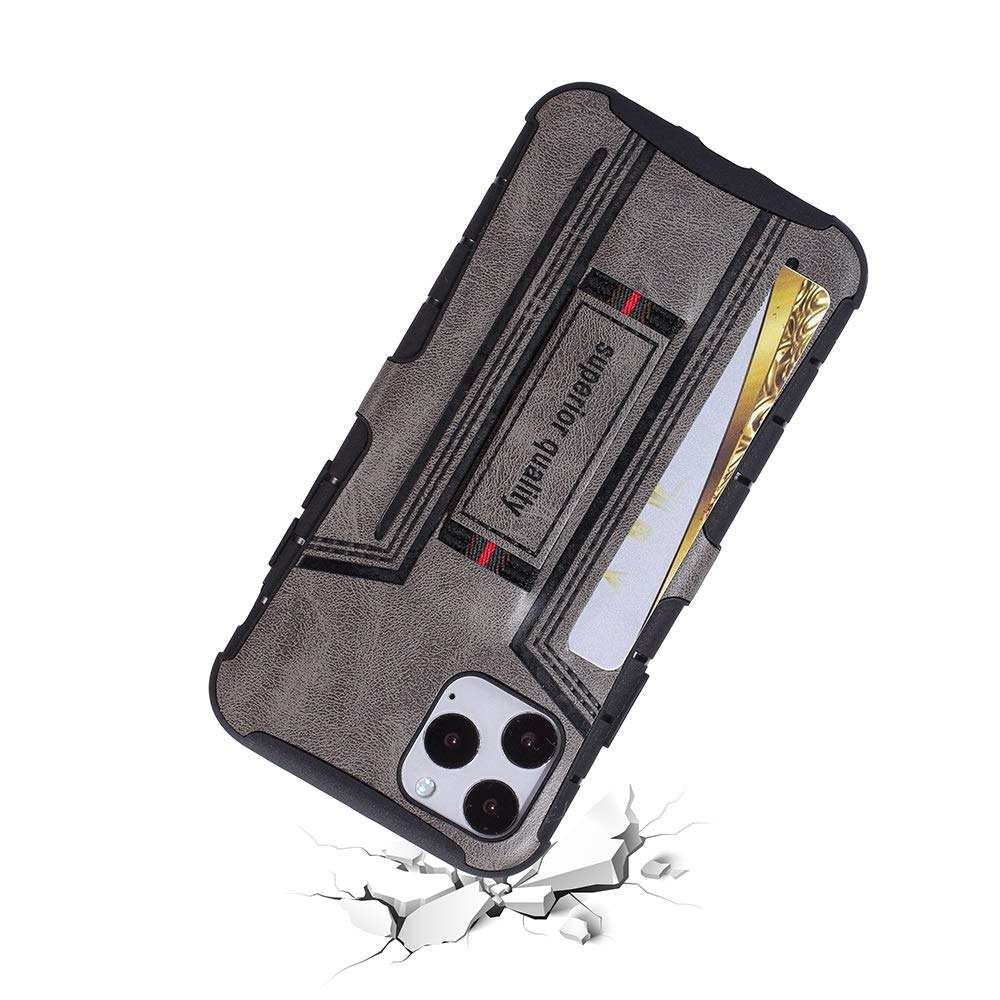 LUNCA for iPhone 11 Pro Max Four-Corner Shockproof Paste Skin TPU Protective Case with Card Slots Durable (Color : Grey) 5
