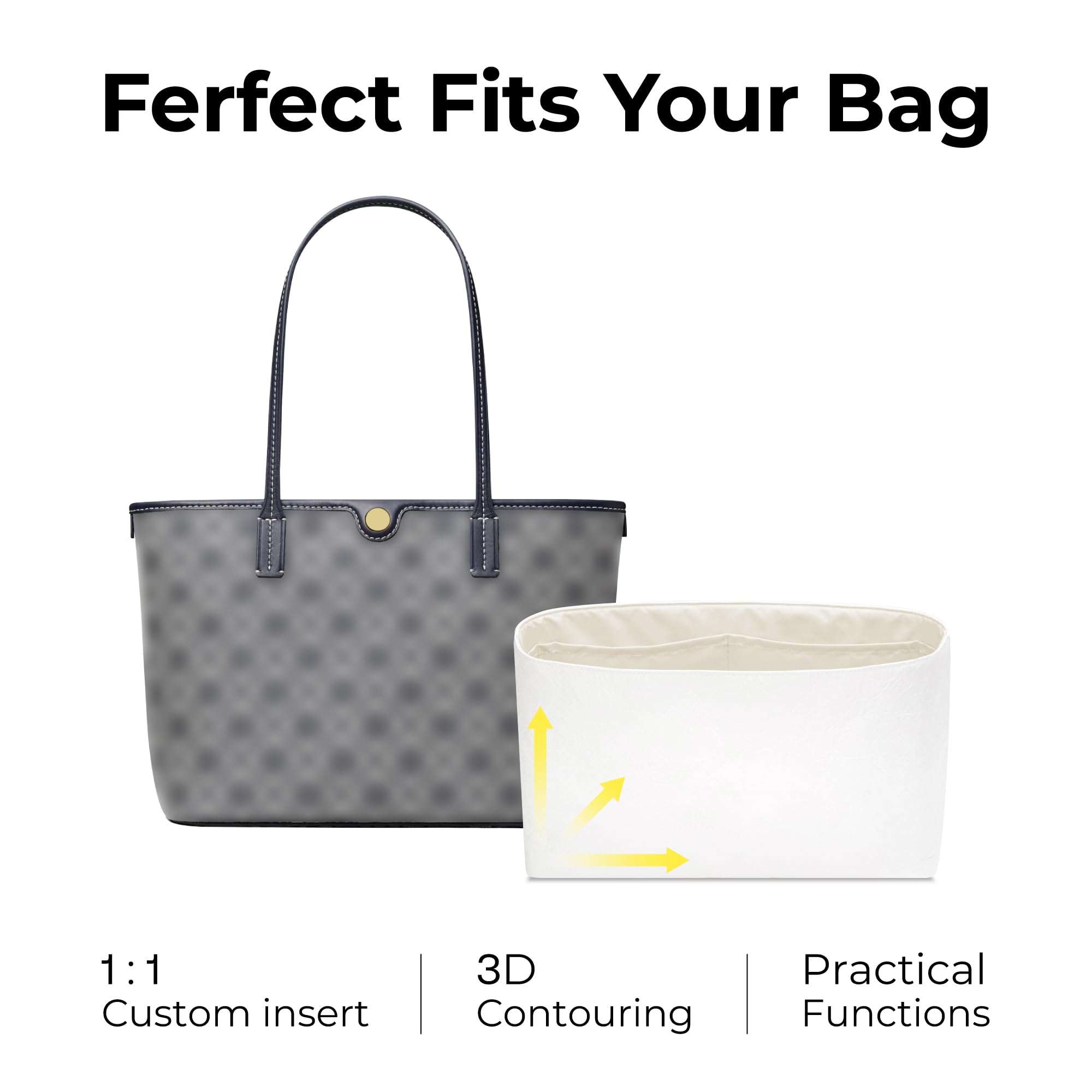 FANJI Project Tote Bag Organizer Insert for TORY BURCH Monogram tote S handbag, Custom Fit Inside Premium Craie Lightweight WaterResistant Purse Insert with Cup Holder Accessories 4