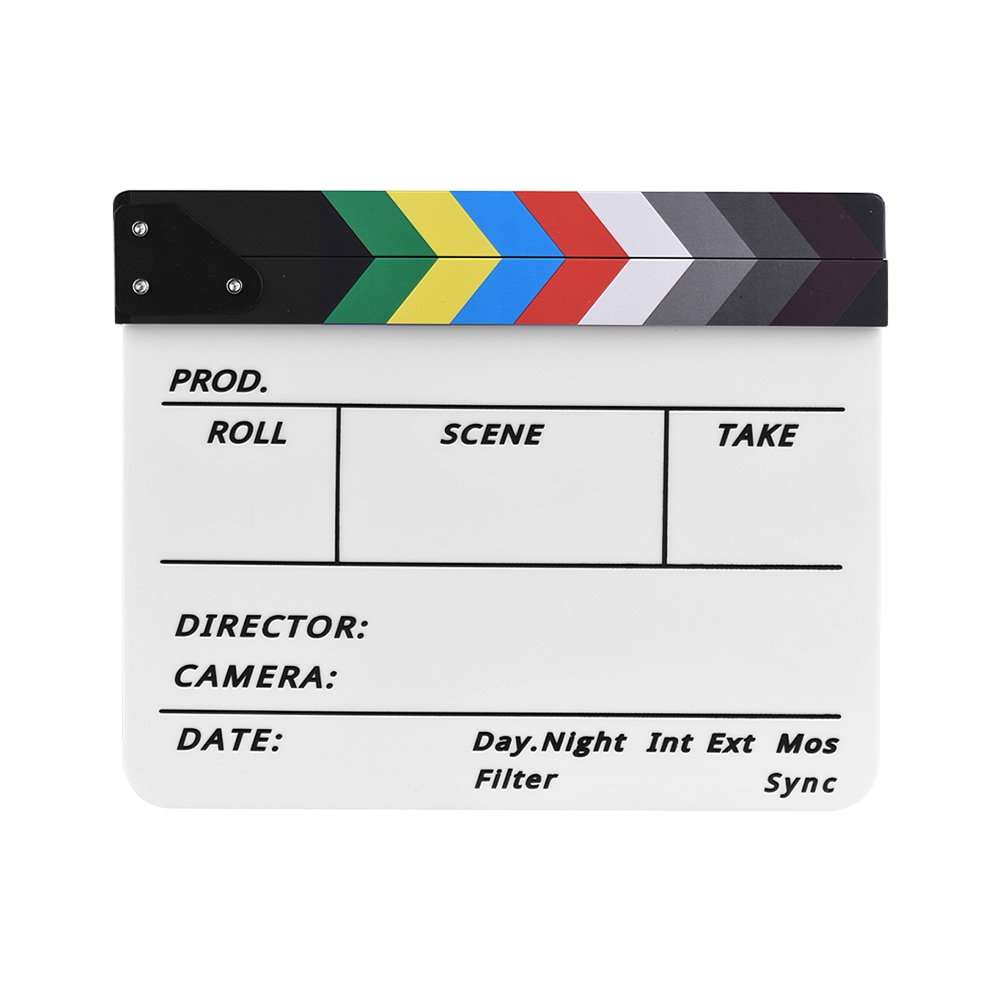 Tooarts Professional Acrylic Clapboard Dry Erase TV Film Movie Director Cut Action Scene Clapper Board Slate with Marker Pen Eraser