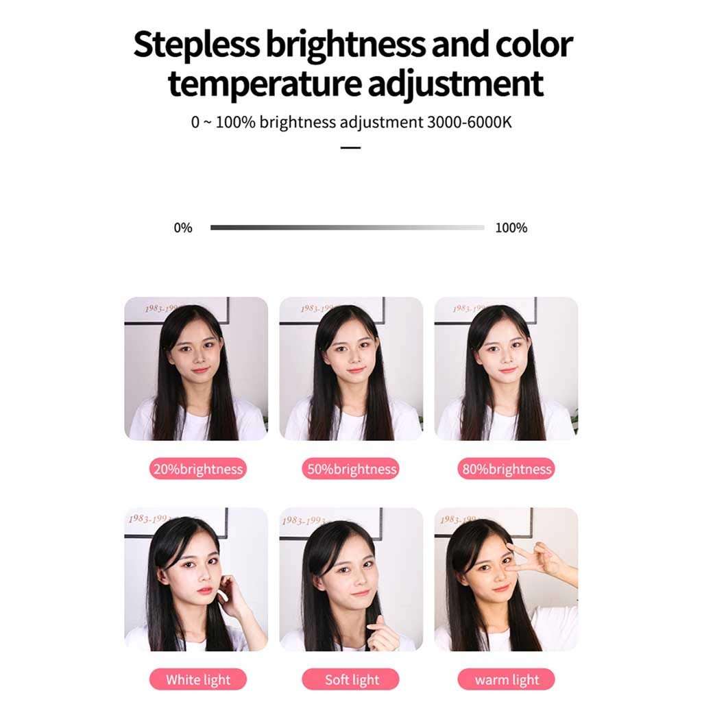 Ring light LED 14.17 Inches, with Tripod Stand for YouTube Videos and Makeup, LED Camera Light with Mobile Phone Holder, LED with 3 Lighting Modes HuaYing 6