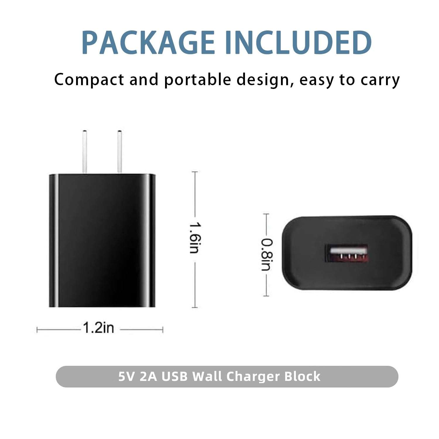 2Pack USB Wall Charging Power Adapter 5V 2A Charger USB Plug for Roku, Samsung, iPhone, iPad, LG, HTC, Tablet, Baby Bottle Warmer, Kindle Block Charger Adapter 4