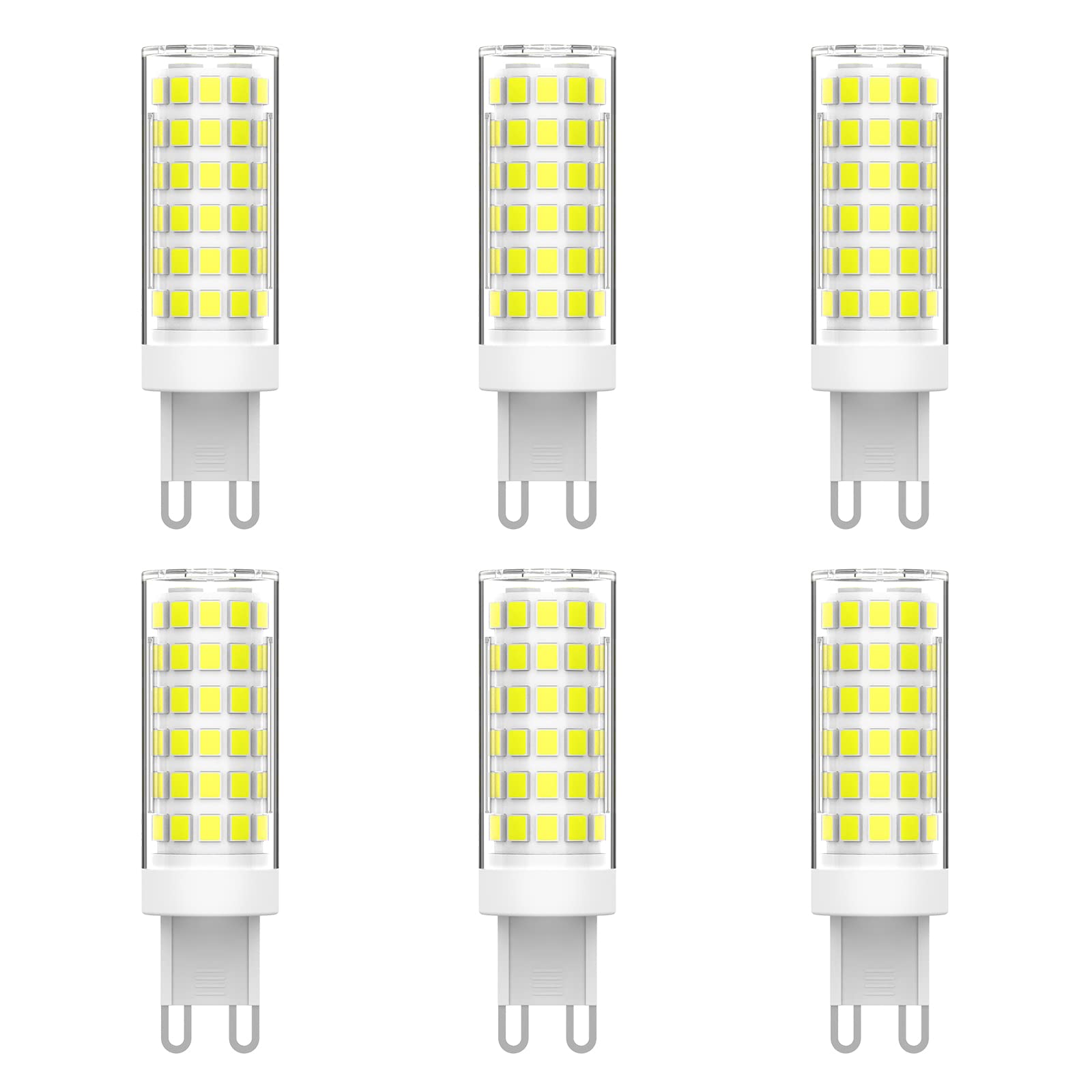 BAJCR G9 Led Light Bulbs, 4.5W, 60W Halogen Equivalent, 480LM,CRI80+, White 6500K, G9 Base, G9 Bulbs for Chandelier, Wall Sconce,Dimmable, Pack of 6