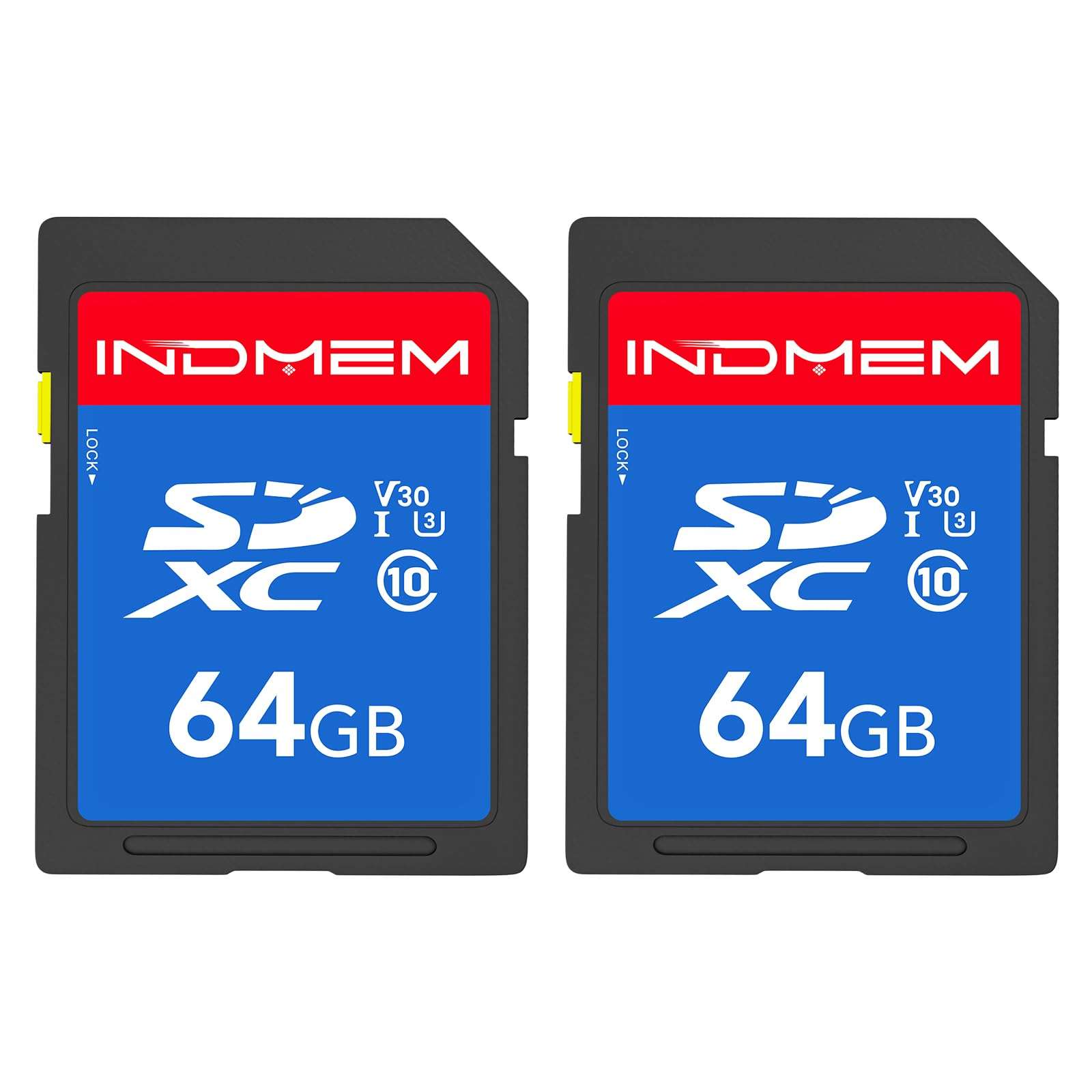 64GB SD Card 2pack, C10, U3, V30, High Speed up to 90M/S SDXC UHS-I Memory Cards, Full HD & 4K Video Compatible with Canon Nikon Sony Pentax Kodak Olympus Panasonic Digital Camera, 64GB(2pc) 1