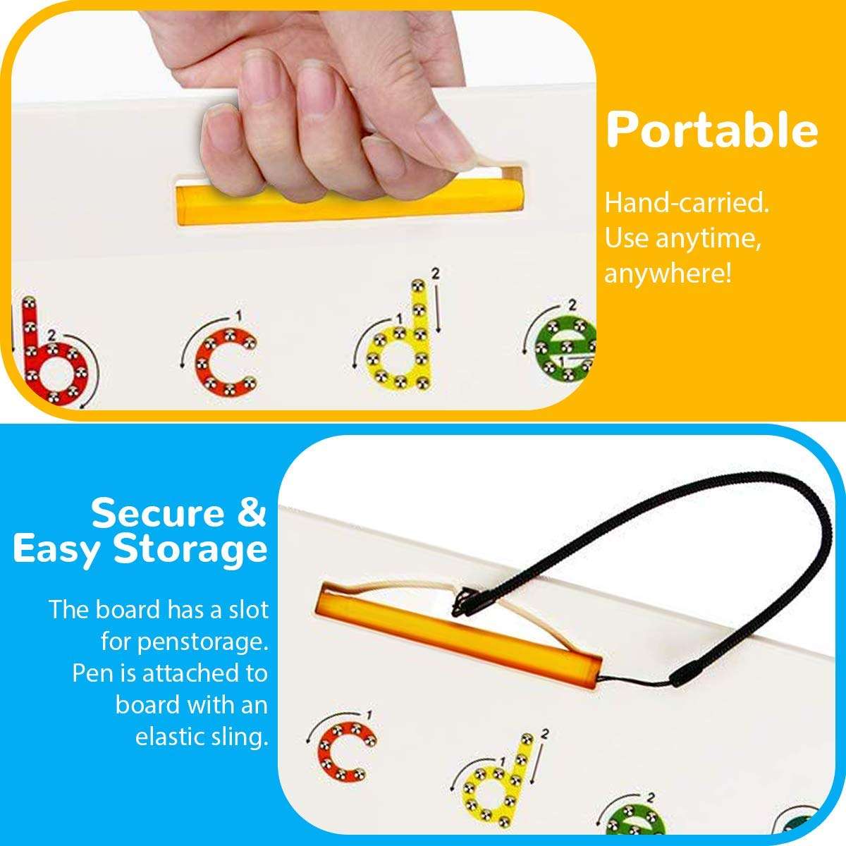 CozyBomB™ Double Sided Magnetic Letter Board - 2 in 1 Alphabet Magnets Tracing Board for Toddlers ABC Letters Uppercase & Lowercase Practicing Gifts for Boys Girls Birthdays Christmas Holidays 6