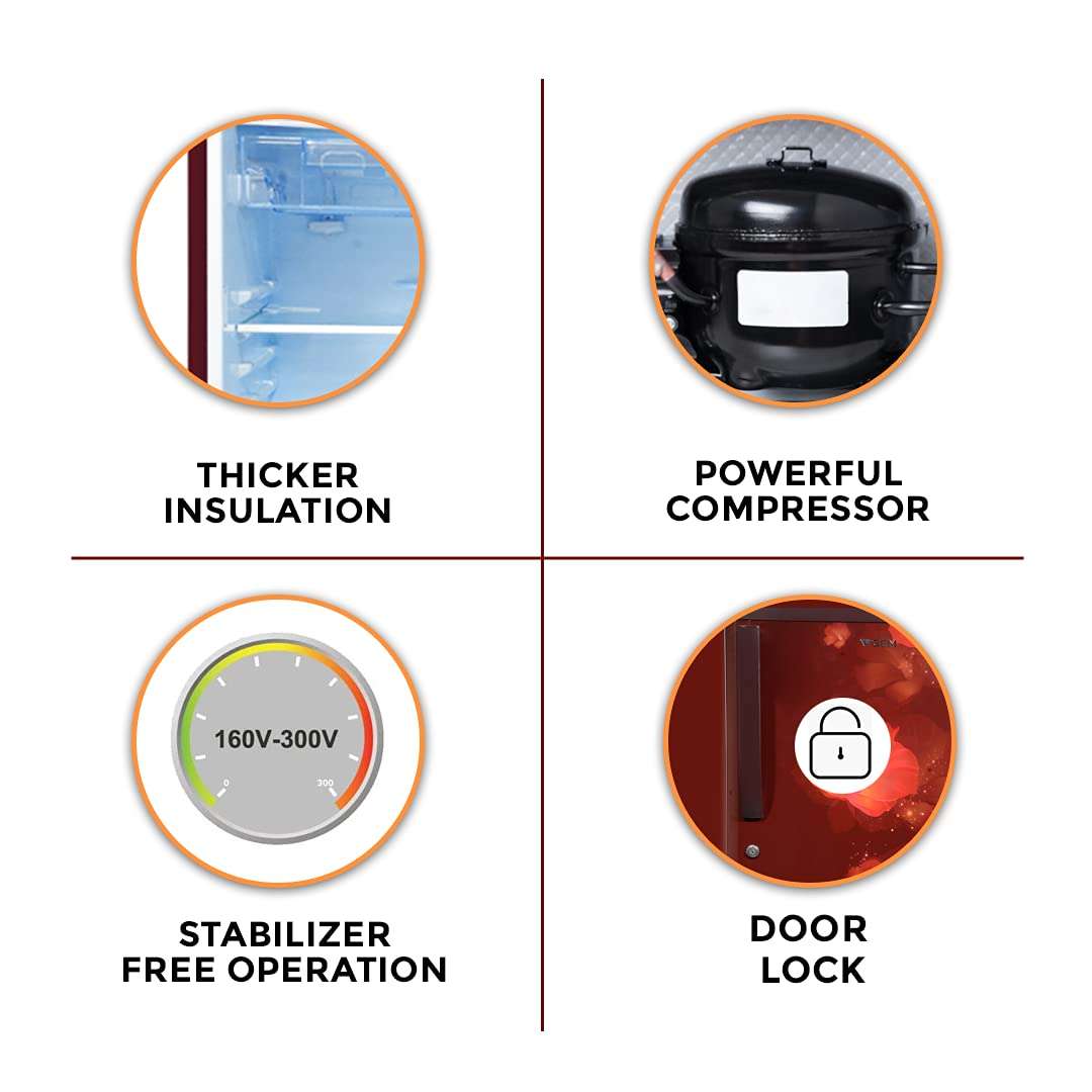 GEM 180 L 2 Star Direct-Cool Single Door Refrigerator (‎GRDN-2052BRTC, Plain Red) 3