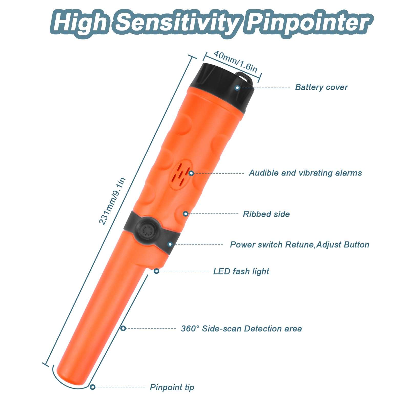 Kuman Pin pointer Water Resistant Metal Detectors with Holster Treasure Hunting Unearthing Tool Accessories Buzzer Vibration Automatic Tuning KW30 2