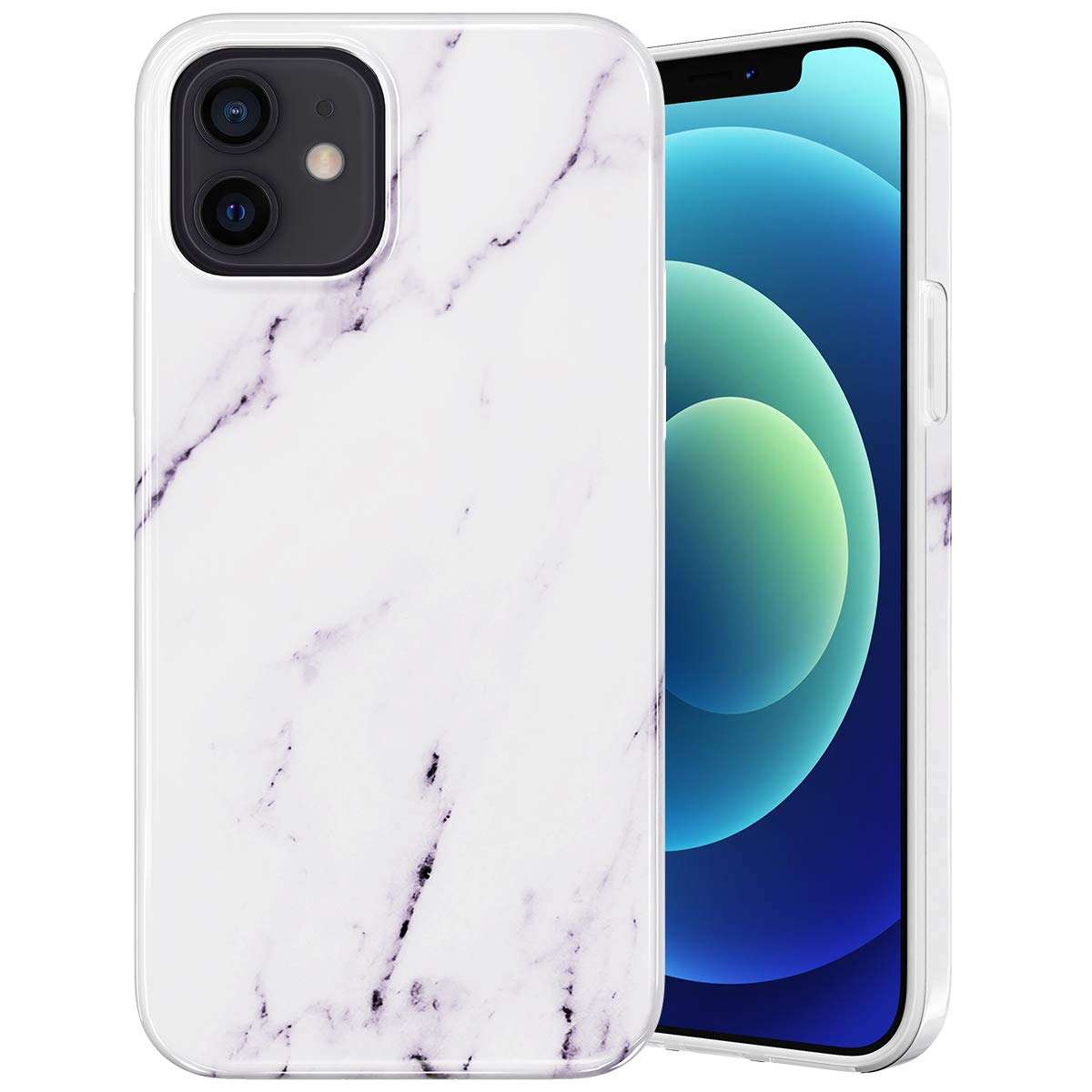 Caka Case for iPhone 12 Pro, iPhone 12 Marble Case Pink Slim Protective Soft Flexible TPU Shockproof Cute Fashion TPU Luxury Girls Women Marble Case for iPhone 12 12 Pro (6.1 inches) (White) 1