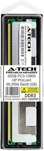 A-Tech 32GB Module for HP ProLiant ML350e Gen8 (G8) DDR3 ECC Load Reduced LR DIMM PC3-12800 1600Mhz 4rx4 1.35v Server Memory Ram 2
