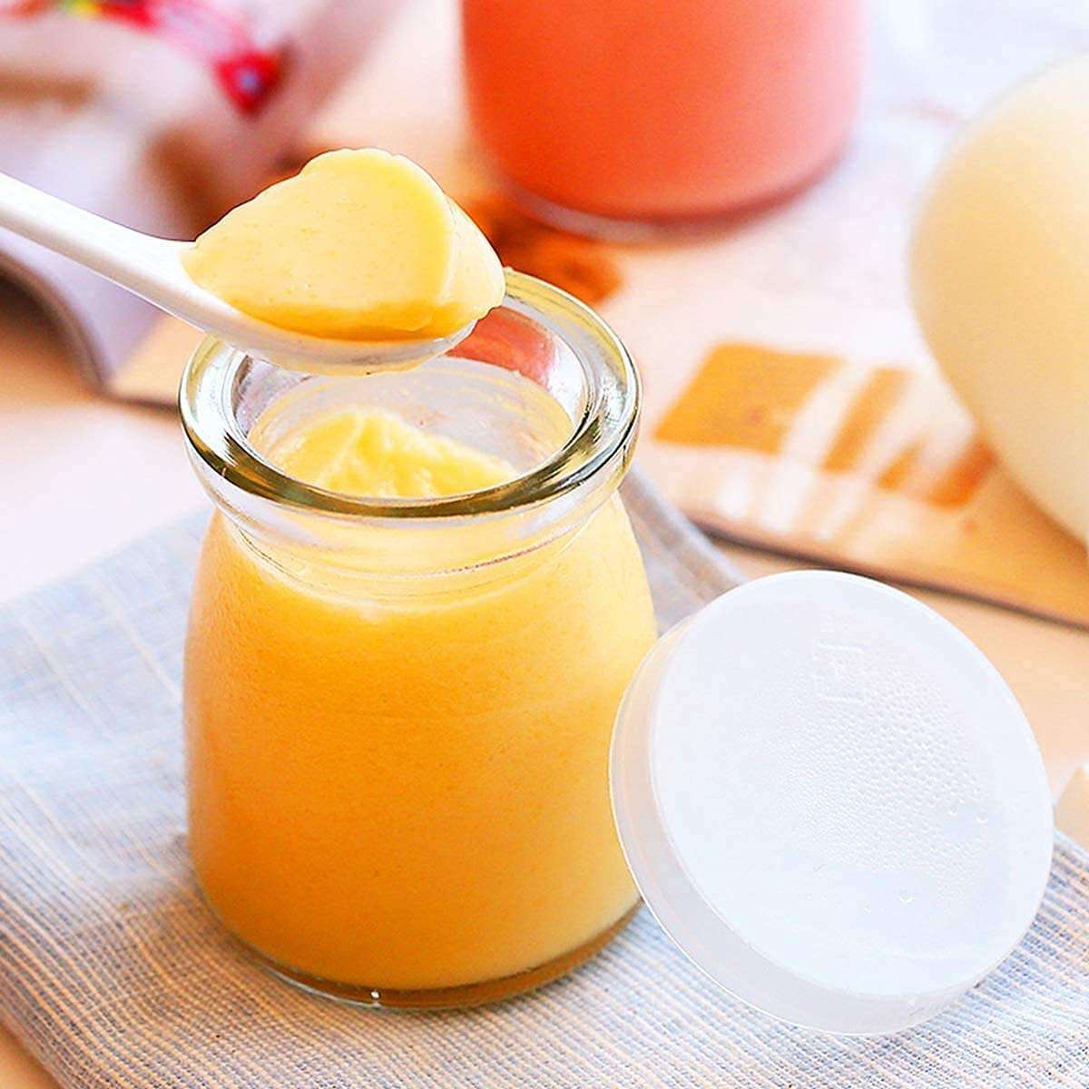 SKILLFUL Yogurt Pudding Glass Jars With Plastic Lids Mini Cup Small Glass Bottles Desserts Decorations (6 PCs /100 ml ) 6