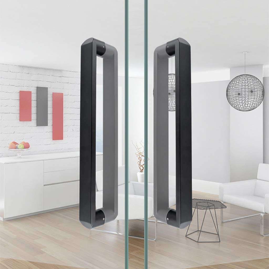 XLAHD Bathroom Shower Door Handle,Black 304 Stainless Steel Square Tube Door Handle, Office Push-Pull Door Handle/Bathroom Shower Room Glass Door Handle,44cm 5