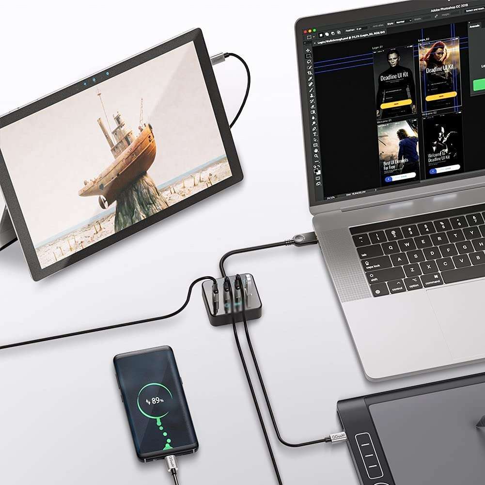 ZHANGHY USB Multi Port Adapter, Portable, USB Interface de USB Hub 3.0 Adapter USB Splitter Notebook 4 USB 3.0 Hub Extender Multi-Port Interface 3