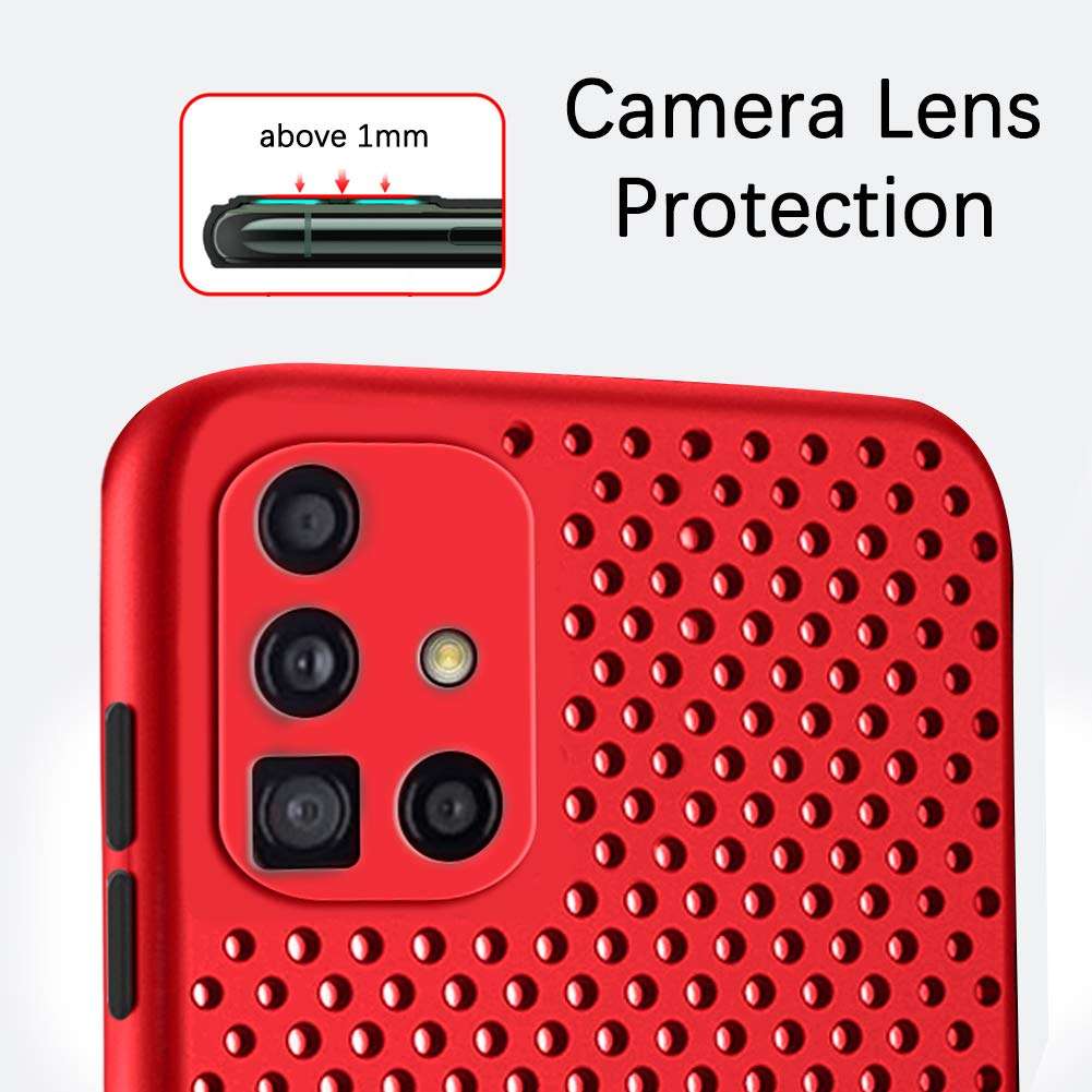 Samsung Galaxy A51 Case, Ultra Soft Heat Dissipation Breathable Cooling Hollow Liquid Silicone Full Body Protection Shockproof Cover Case for Samsung Galaxy A51 - Red 5