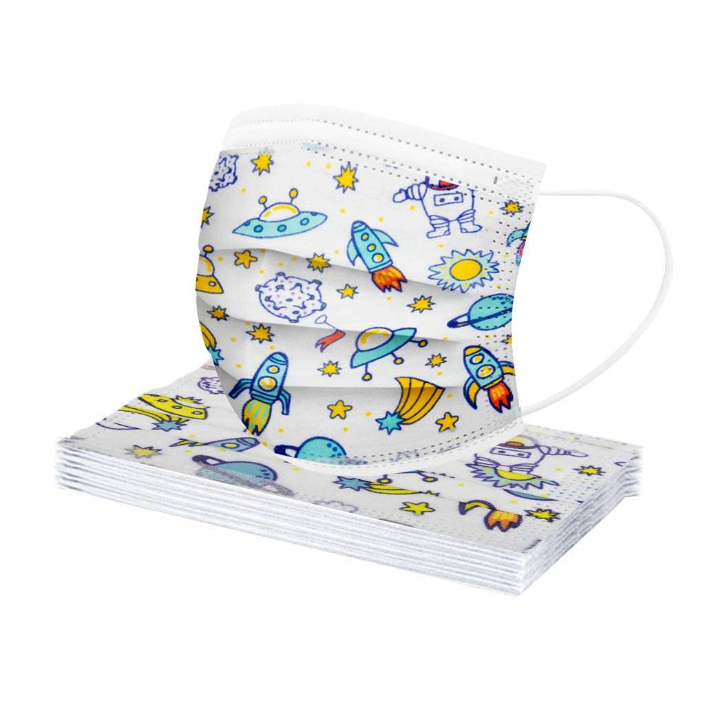 Coolbiz Kids Disposable Face_Mask,50pcs Cute Printing Face Bandanas,3 Ply Non-Woven Breathable for Outdoor Activities 6