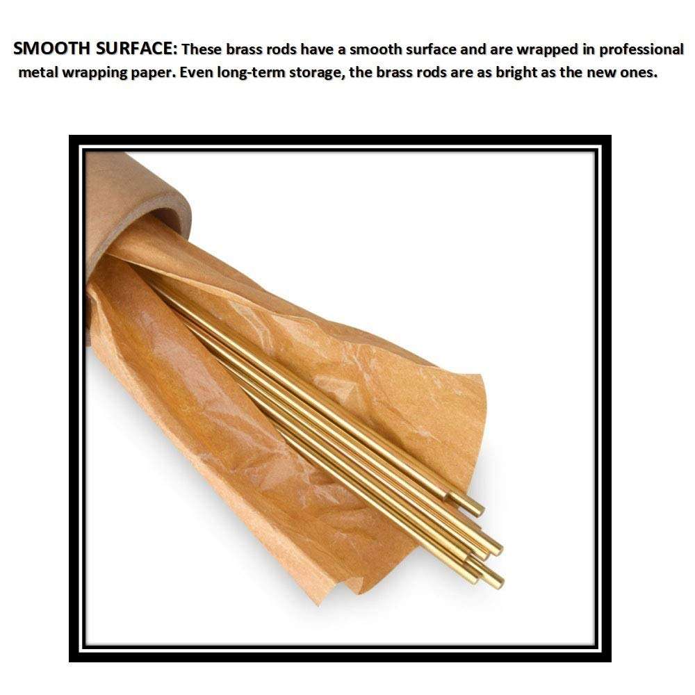 9mm Brass Rod Brass Round Stock Solid Brass Rods Lathe Bar Stock Kit 9mm/0.35 in Diameter 12 Inch in Length,2 PCS 4