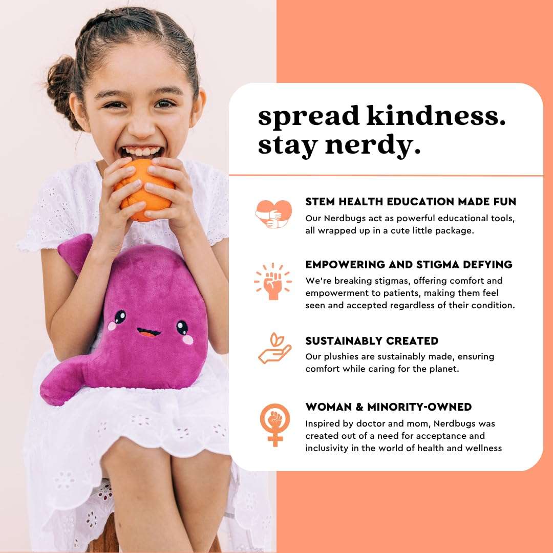 nerdbugs Stomach Plush - Gastric Bypass and Sleeve Gift, Get Well and Surgery Gift, Health Education Toy, gastroenterology Present, GI Ulcer and IBS Present 4