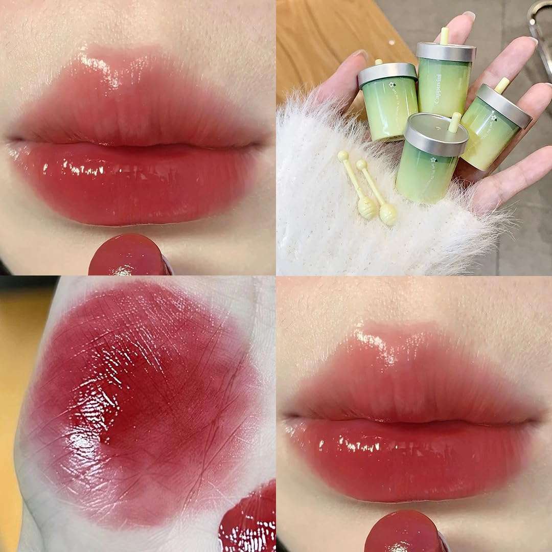 CAPPUVINI Garden Season Straw Cup Glossy Lipstick | Combo Pack Set | High Shine Non-Sticky Gloss | Liquid Lipsticks Set with Honey Dipper Applicator | Light Pink Red Wine Nude Dream Colors | Long-Lasting Lip Glaze | Moisturizing Lip for Teen Women Girls (SET-B(04,05&06), 15g) 4