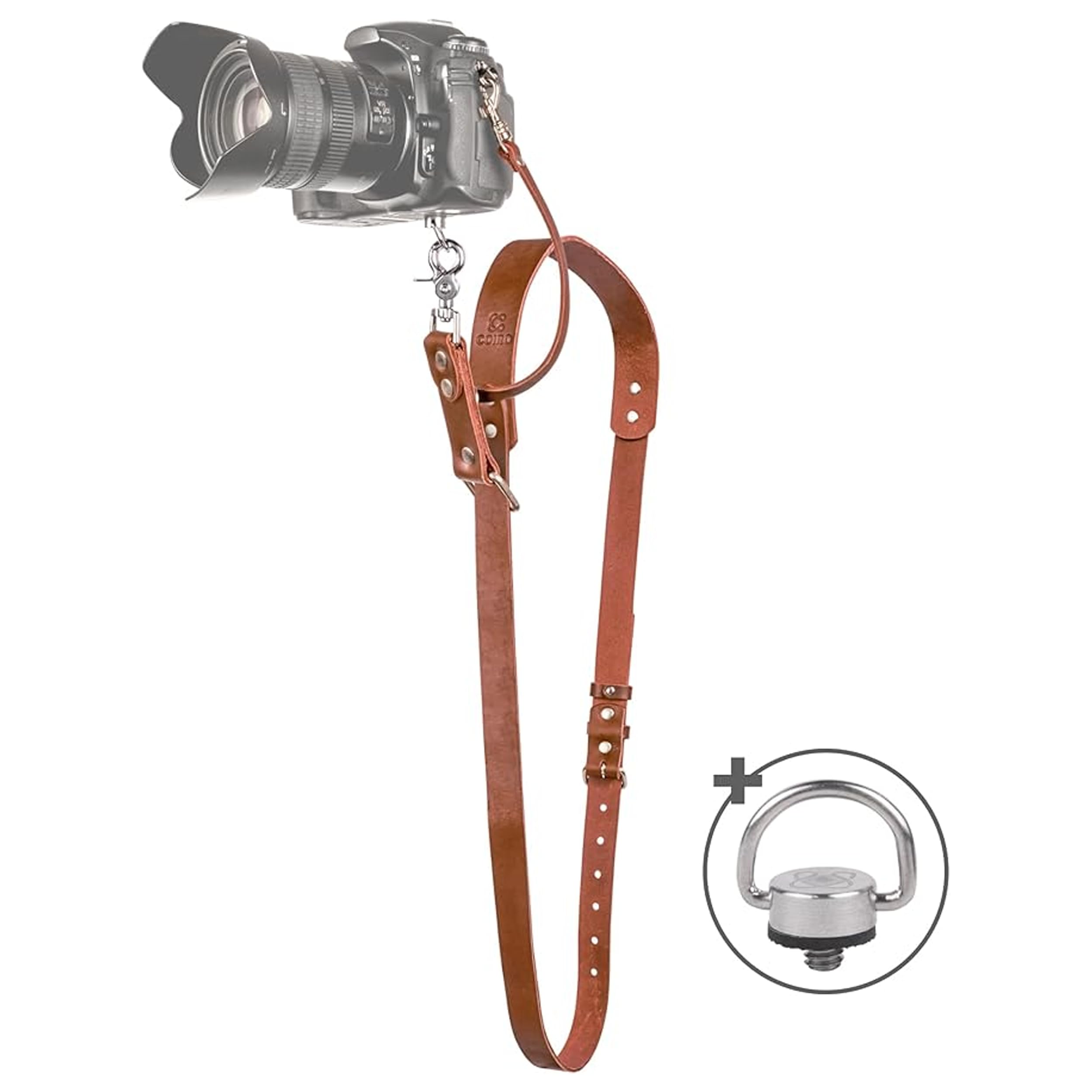 C Coiro Leather Camera Strap for One Camera - Professional Single Leather Harness Shoulder Strap Quick Release Gear DSLR/SLR, Camera Accessories for Photography, Tan 1