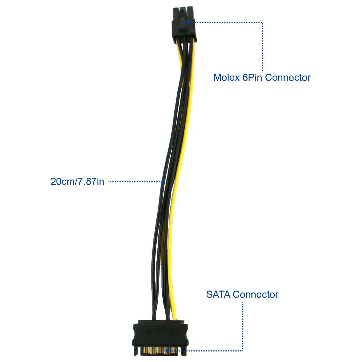 PCIE Riser Cable VER006C,GPU Risers for Mining Rigs,GPU Extension Cable,GPU Crypto Currency Mining Cable with 6Pin-SATA Power Cable and 23.6in Extension Cable,Extend PCIE X1 to PCIE X16(PCE-VER006C) 5