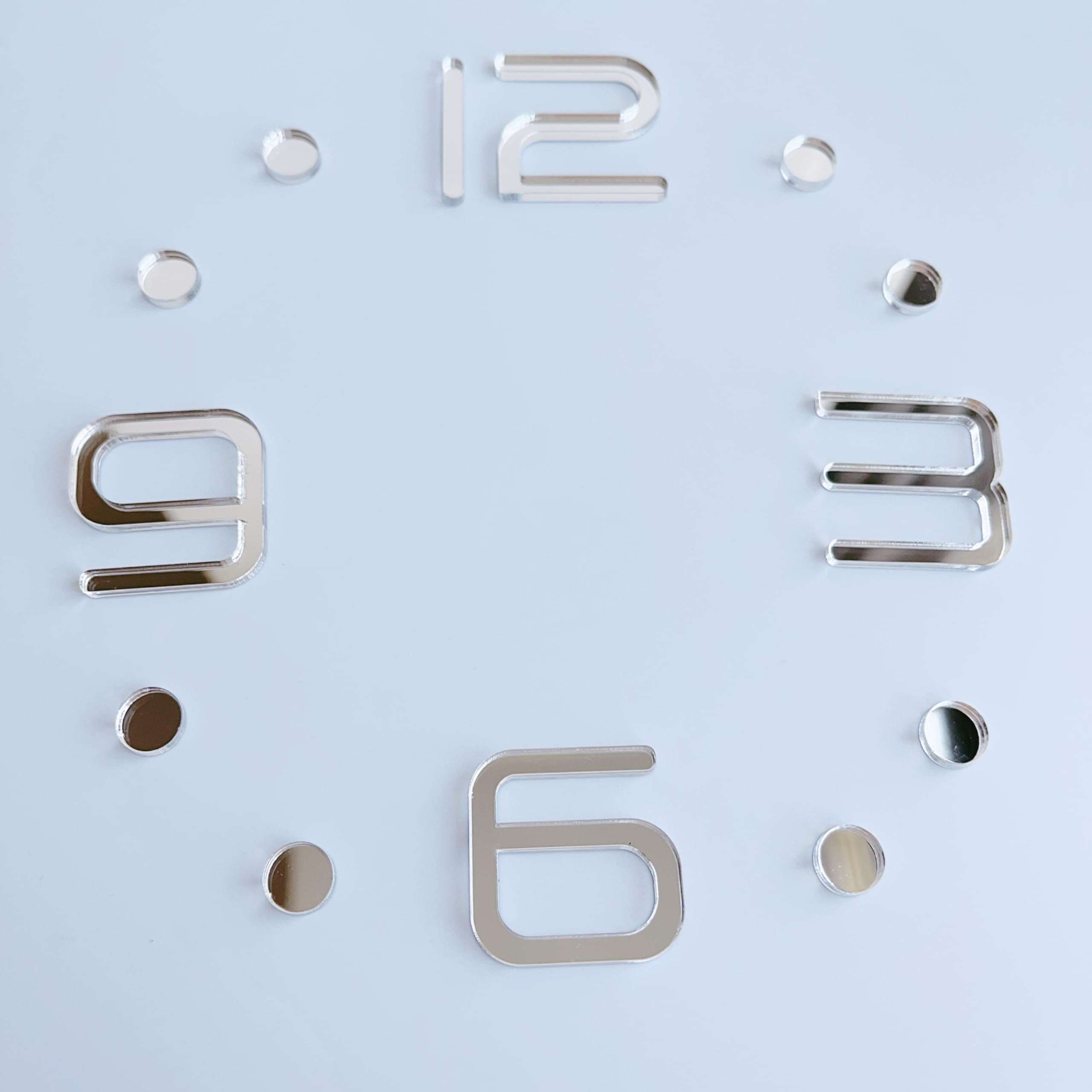 NUO RUI 12 Pcs Arabic Numerals Mirror Gold Digits and Points for a Wall Clock (Mirror Silver) 1