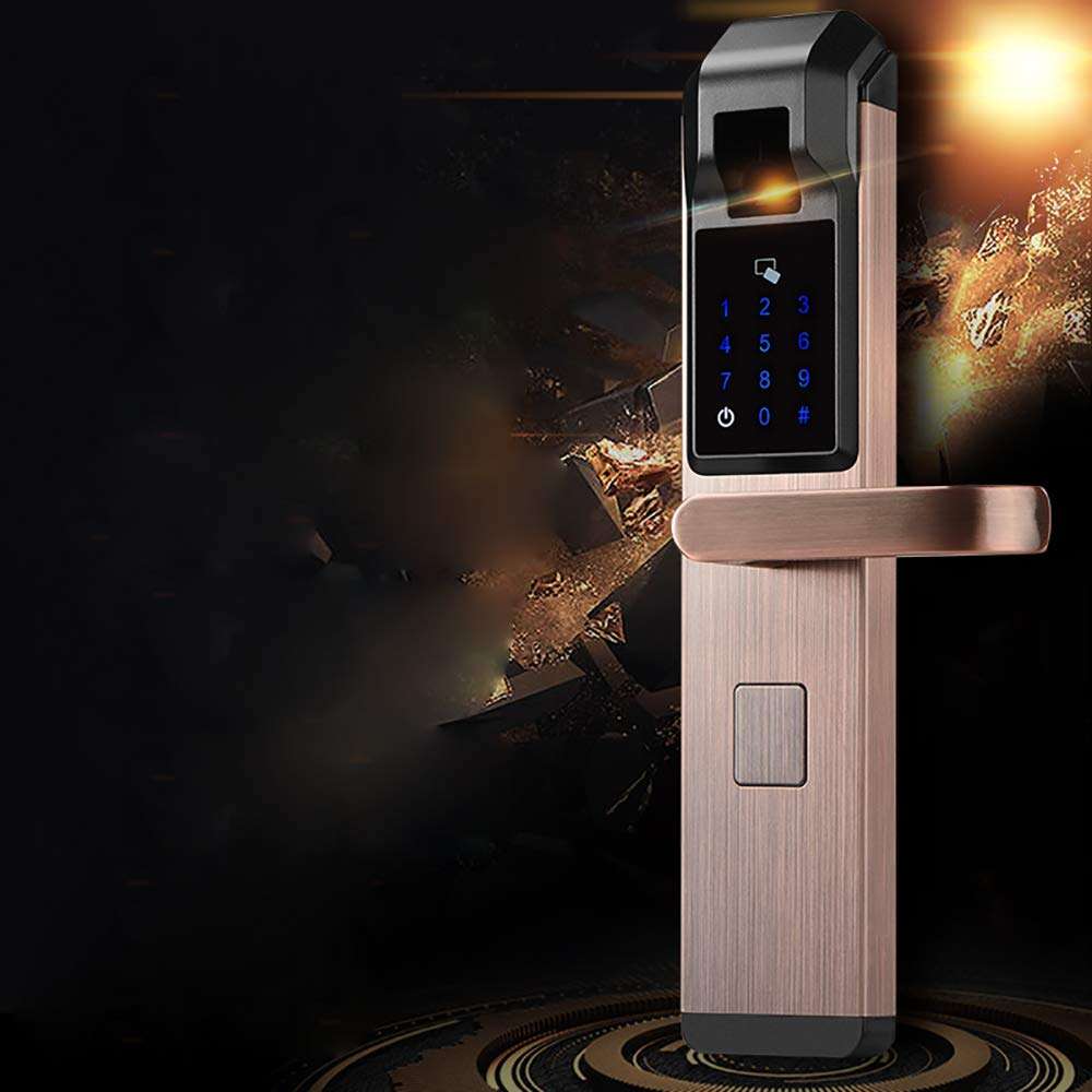 CYYDBB Door Handle with Lock Smart Semiconductor Password Door Levers APP Fingerprint Lock Card Electronic Lock OEM Doorknobs for Doors Suitable for Security Doors, Villas, Homes.(Pair),Silver 6