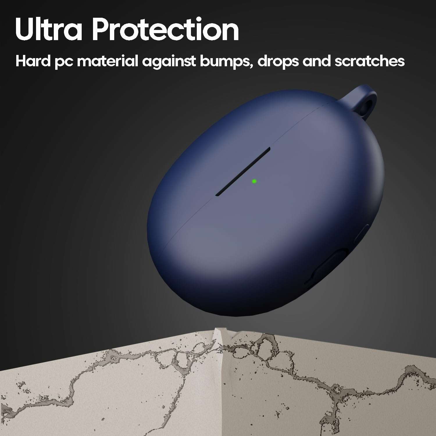 Sounce Silicone Case Cover for Realme Buds Air 6 Pro, Portable Non-Slip Grip & Scratch-Resistant Protector with Carabiner Clip Full Protection Water Resistant, Shockproof Cover - Blue 6