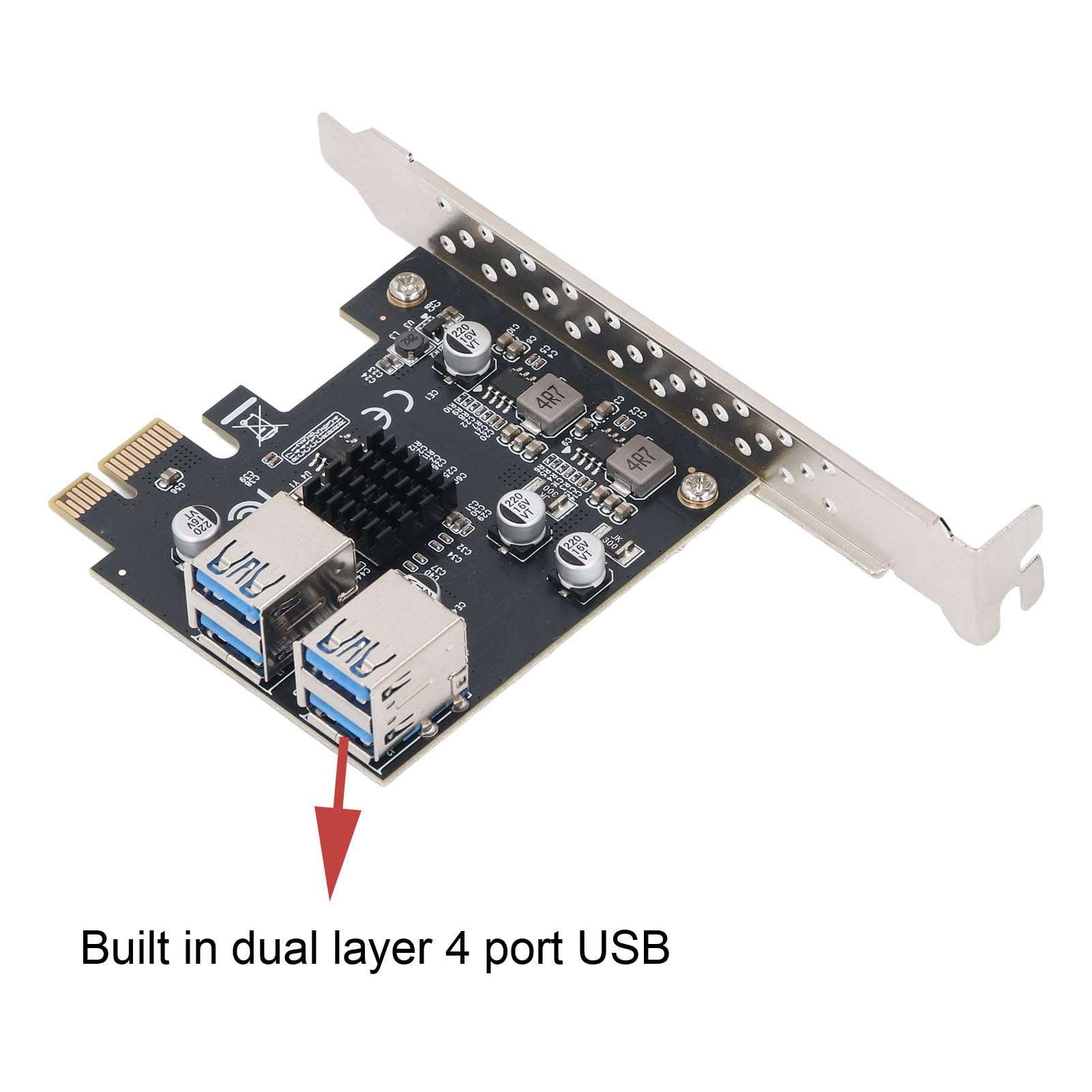 BAFOVY High Speed PCI E 1X to 4 USB 3.0 Adapter, 5Gbps Data Transfer,1 X 4 Ports PCIe Riser Adapter Board, Hot Swapping Support, Equipped with Powerful Main Control Chip, Compatible 5