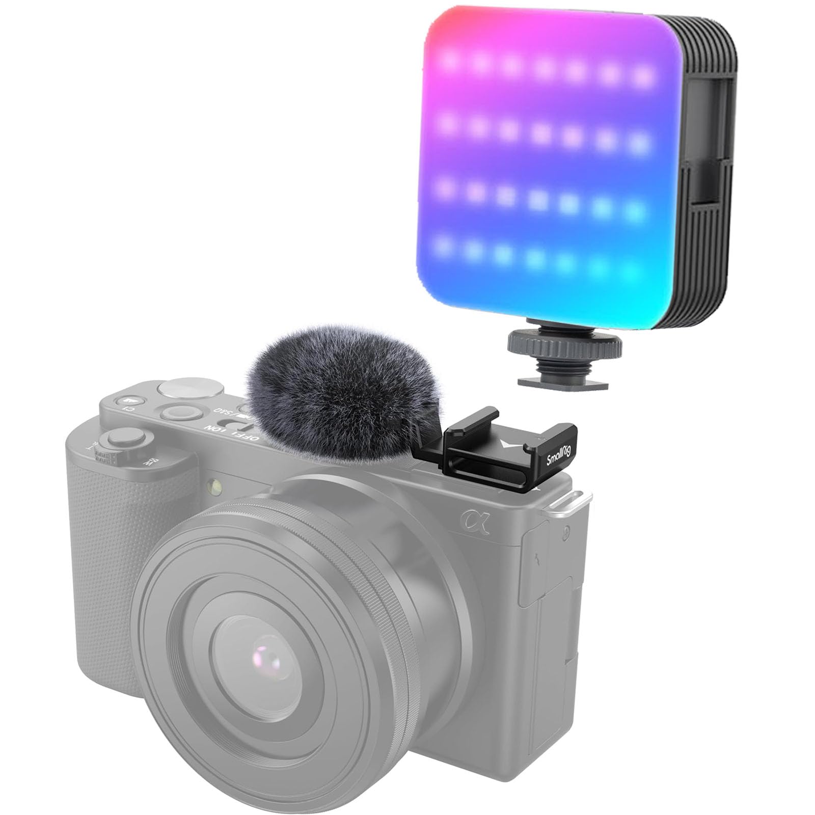 SmallRig Cold Shoe Adapter for Sony with P108 RGB Video Light