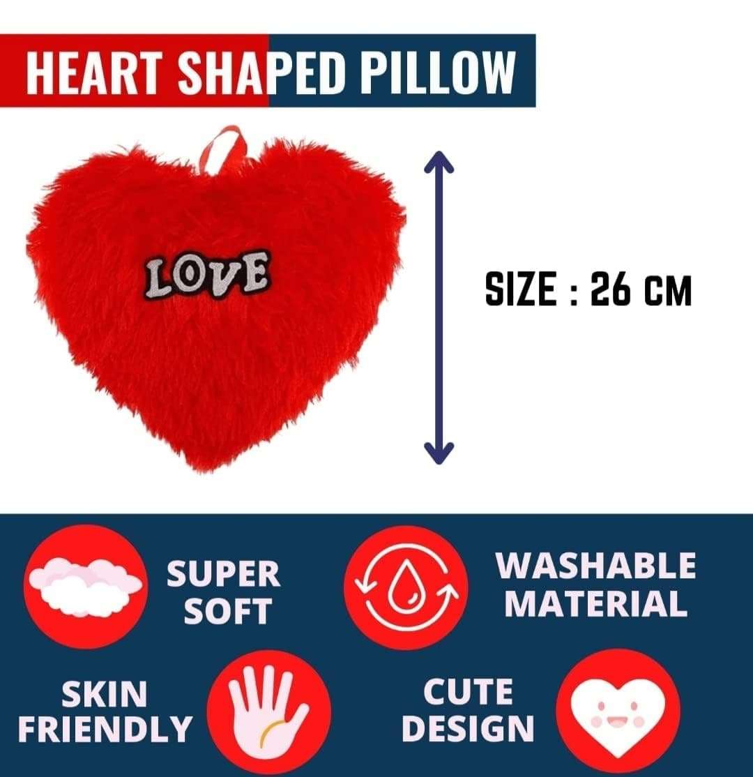 Valentine Special Huggable Love Heart Shape Soft Plush Stuffed Cushion Pillow Toy in Red Color 3