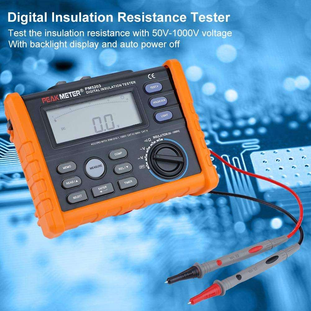 Earth Tester PM5203 Digital Insulation Tester Megohmmeter AC DC Voltage Tester Analog Display 50-1000V Meter Automatic Calculation 2