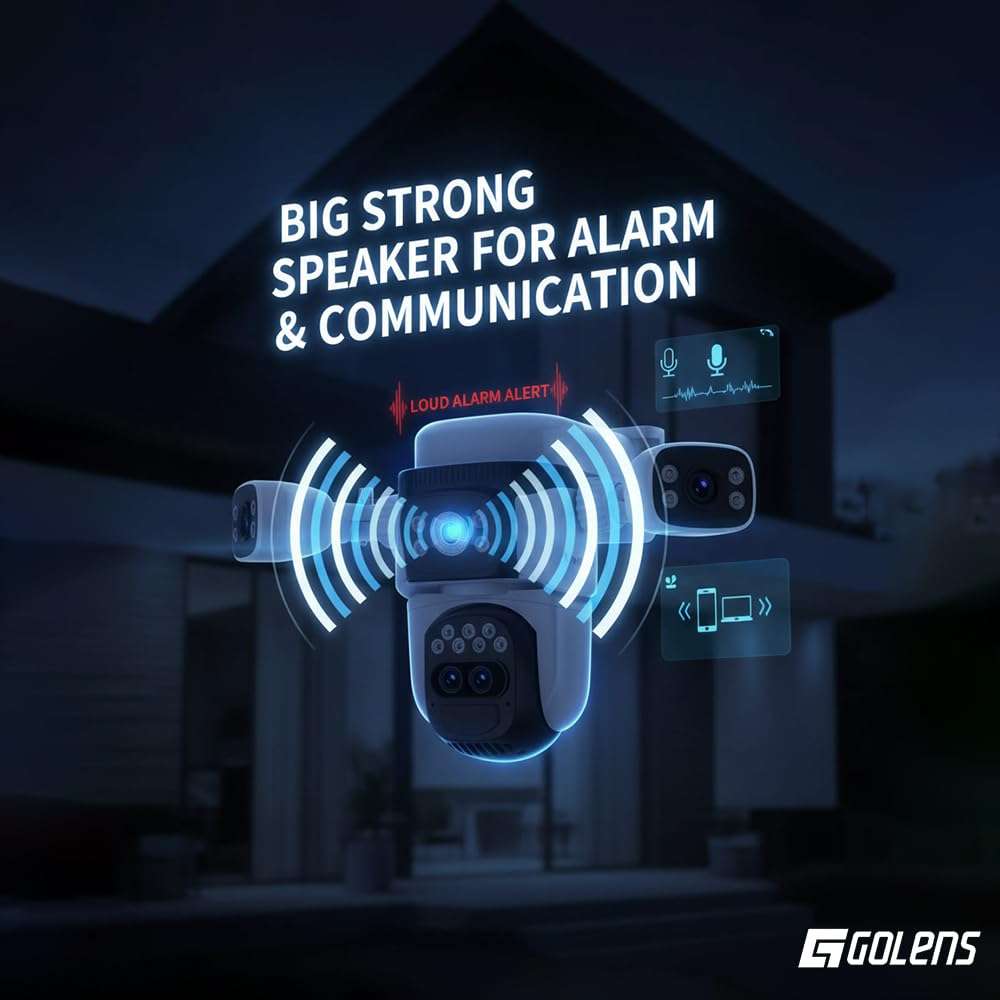 Golens WC22K Solar 4G Security Camera | 4-Lens CCTV, 10× Zoom, 360° Coverage, PIR Motion Detection, 8000mAh Battery, Color Night Vision, 2-Way Audio, IP66 Waterproof 4