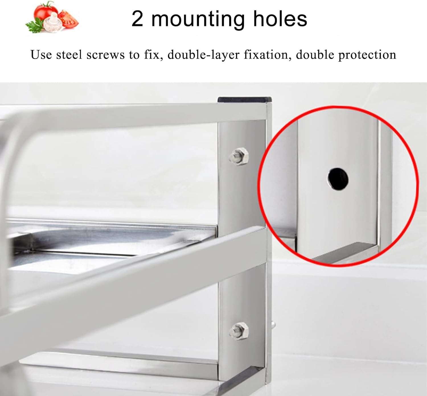 kesig® Wall Shelf Microwave Kitchen, 2 in 1 Wall Shelf Made of Aluminium, Multifunctional Kitchen Wall Mount for Microwave Oven, Spice Bottles, Spoons 5