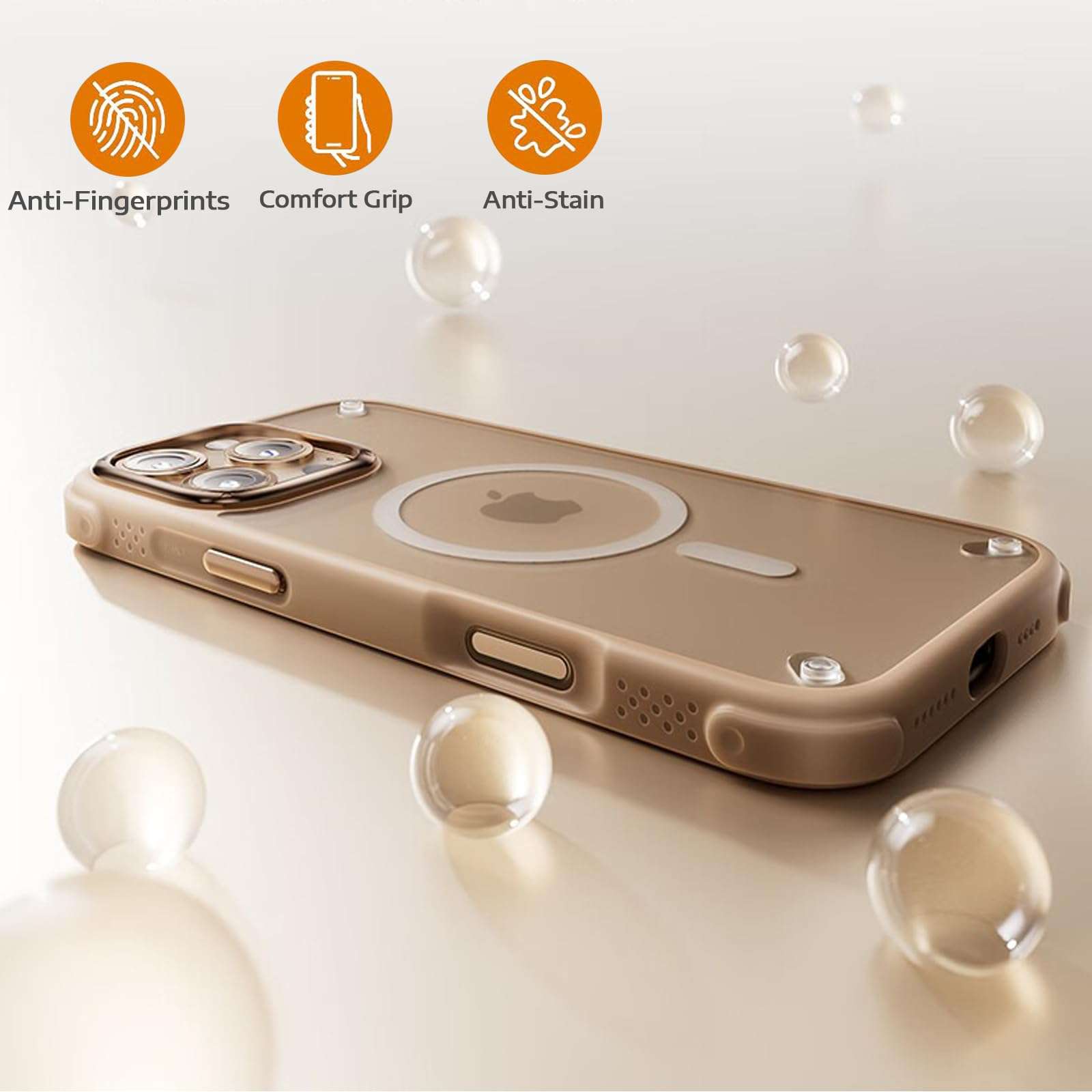 Case for iPhone 16/16 Plus/16 Pro/16 Pro Max, [Frosted Series] Compatible with MagSafe, Grip Sides, Translucent Matte Texture, Protective Shockproof Bumpers,Black,16 3