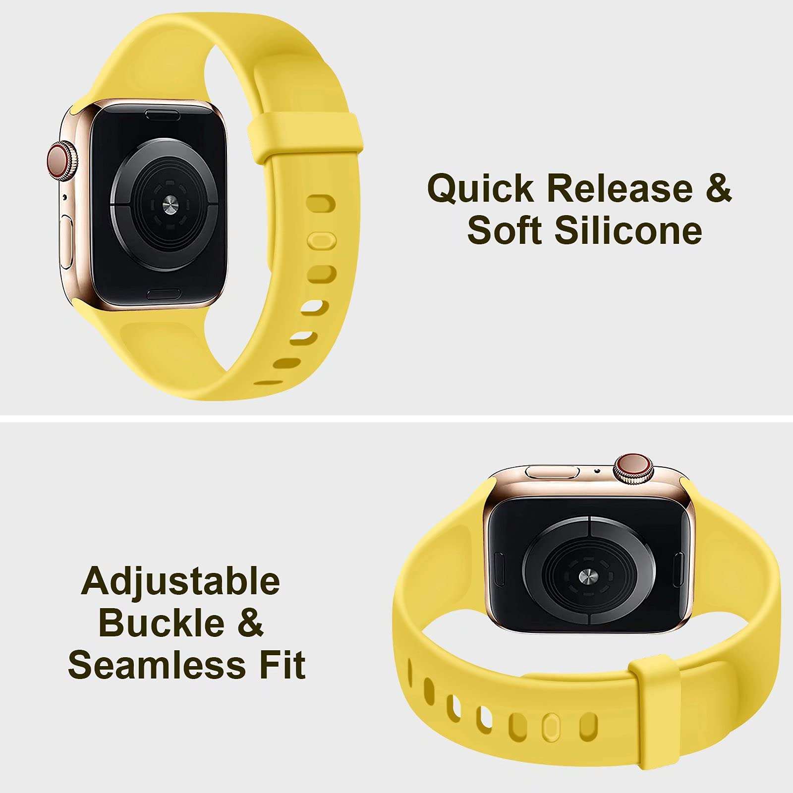 JuQBanke Sport Bands Compatible with Apple Watch Band 38mm 40mm 41mm 42mm 44mm 45mm, Soft Silicone Sport Band Replacement Strap Compatible with iWatch Series SE 7 6 5 4 3 2 1 Women Men (D 42/44/45mm) 4