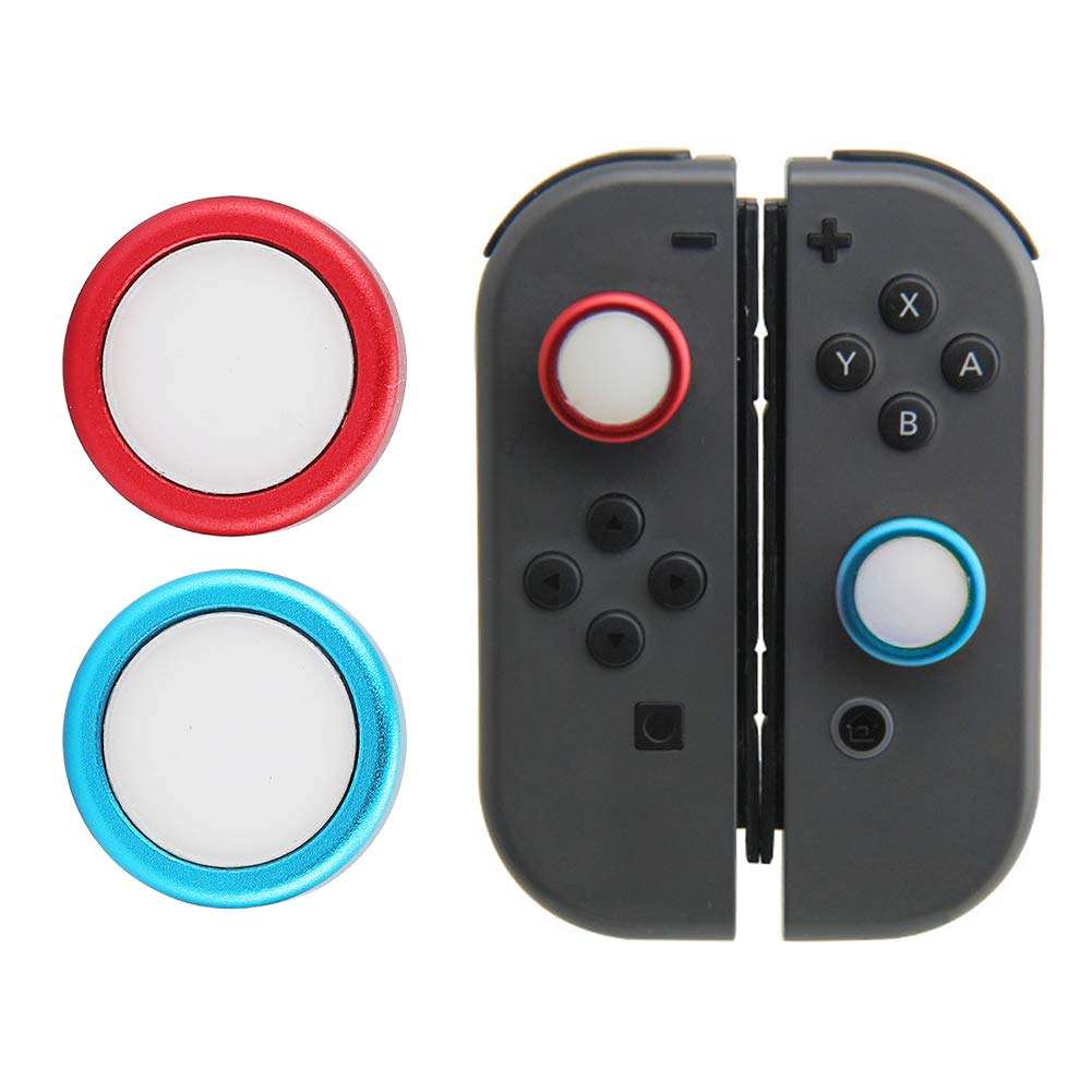 Comfortable Game Controller Cap Button Cover, Button Cap, Durable Game Controller Cap Game Controller Cap, 2 Pcs Silicone Gel Button Cap for Switch Game Console for Game(1 blue 1 red) 5