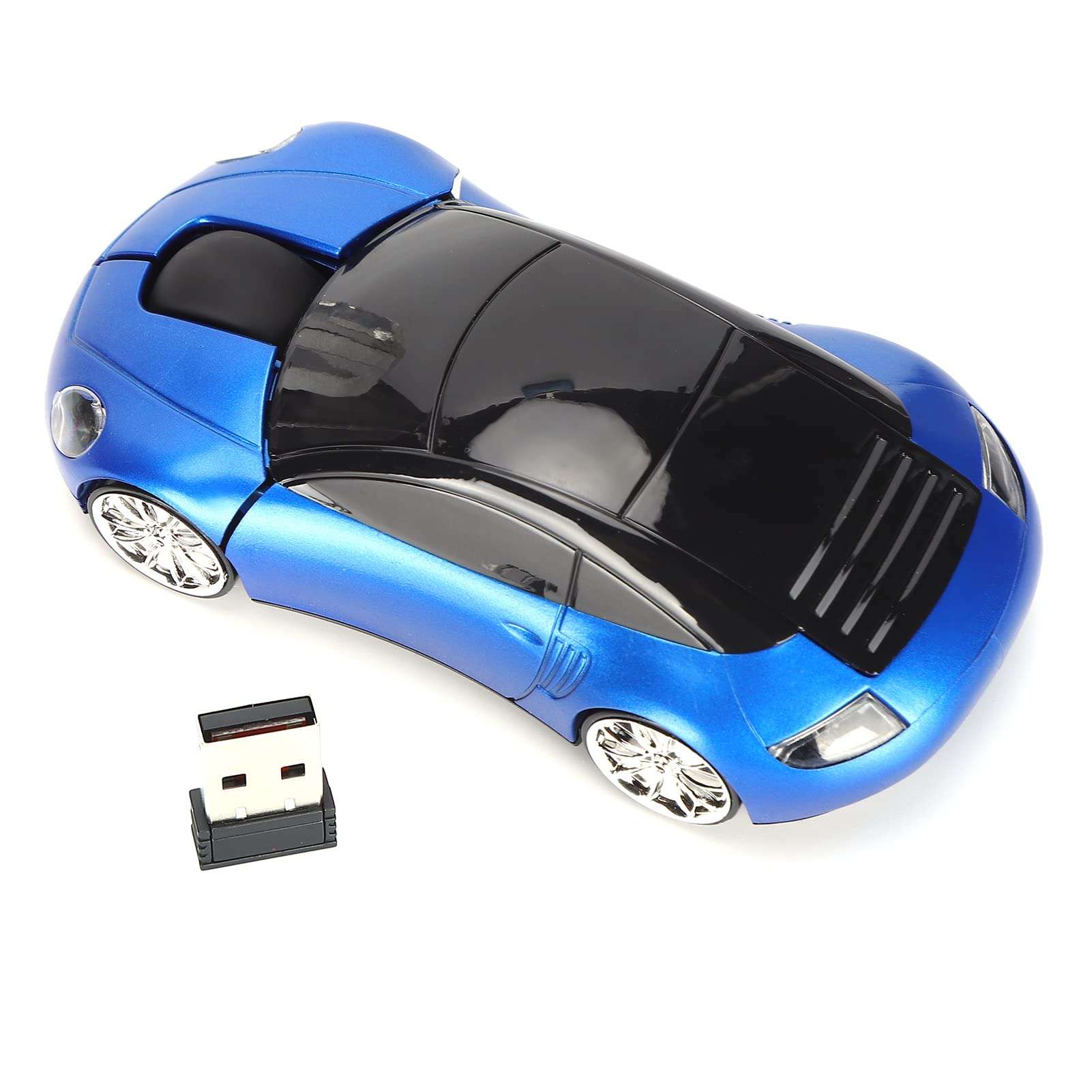 Smart Car Shaped Mouse, Portable 2.4G Cordless Mouse with USB Receiver for Office Laptop Computer Tablet, Optical Positioning High Precision (Blue)