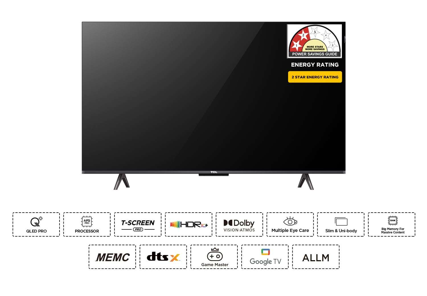 TCL 108 cm (43 inches) 4K Ultra HD Smart QLED Google TV 43C655 (Black) 2