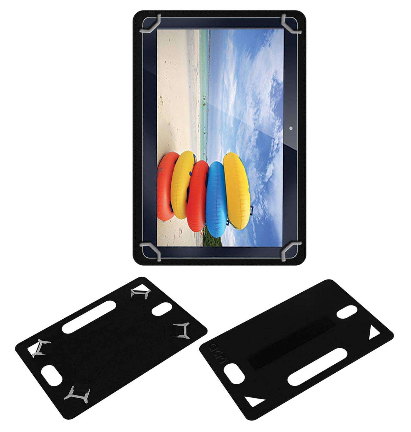 Acm Leather Back Hand Case Compatible with Iball Perfect 10 Tablet Cover Black