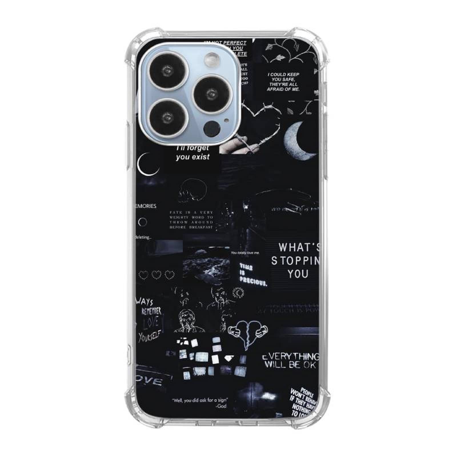 coll helotk Black Aesthetic Collage Case Compatible with iPhone 12 Pro Max,Black Aesthetic Collage Pattern Slim Shockproof TPU Bumper Anti-Scratch Protective Cover Case for iPhone 12 Pro Max